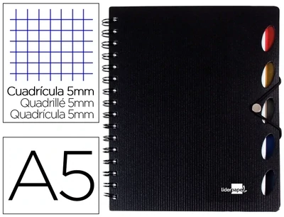 Cuaderno A5 tapa plástico NEGRO Executive Liderpapel