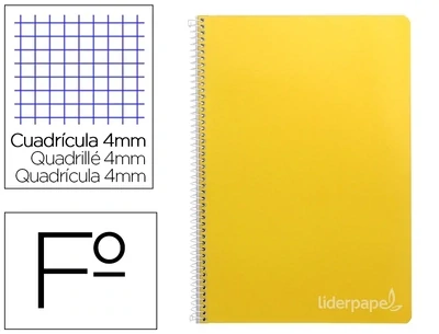 Cuaderno Fº (4 mm) AMARILLO tapa dura Witty Liderpapel
