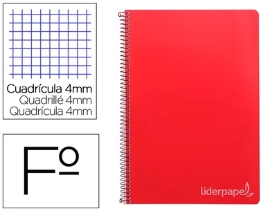 Cuaderno Fº (4 mm) ROJO tapa dura Witty de Liderpapel