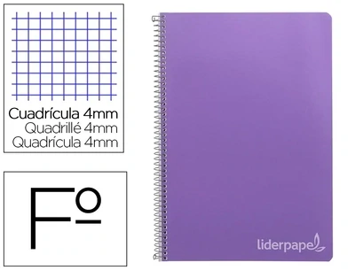 Cuaderno Fº (4 mm) VIOLETA tapa dura Witty Liderpapel