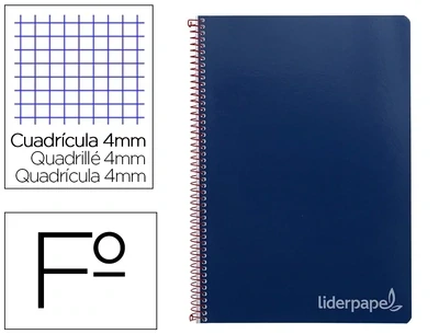 Cuaderno Fº (4 mm) AZUL OSCURO tapa dura Witty Liderpapel