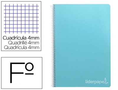 Cuaderno Fº (4 mm) CELESTE tapa dura Witty Liderpapel