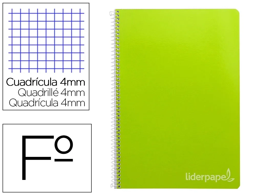 Cuaderno Fº (4 mm) VERDE tapa dura Witty de Liderpapel