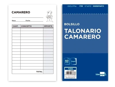 Talonario CAMARERO (original y copia) de Liderpapel