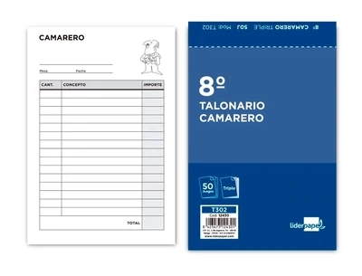 Talonario CAMARERO 8º (original y 2 copias) Liderpapel