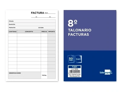 Talonario FACTURAS 8º (original y copia) de Liderpapel
