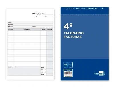 Talonario FACTURAS 4º (original y copia) de Liderpapel