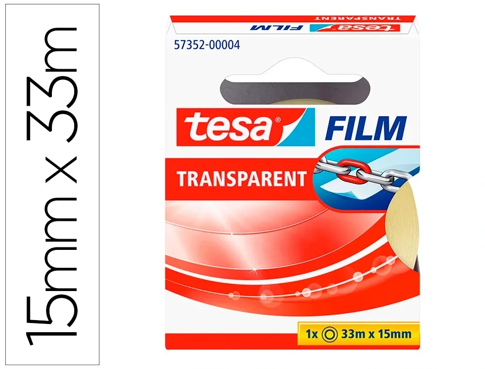 Cinta adhesiva (33m x 15mm) en bolsa Transparent Tesa