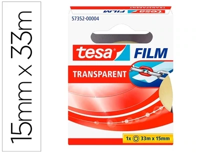 Cinta adhesiva (33m x 15mm) en bolsa Transparent Tesa