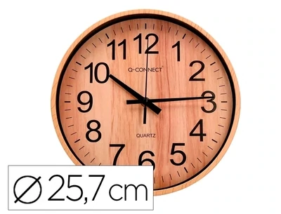 Reloj de pared (25,7 cm) MADERA NATURAL de Q-Connect