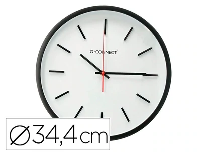 Reloj de pared plástico (34,4 cm) NEGRO de Q-Connect