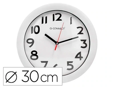 Reloj de pared plástico (30 cm) BLANCO de Q-Connect