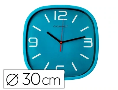 Reloj de pared plástico (30 cm) AZUL de Q-Connect