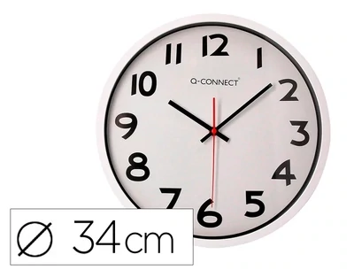 Reloj de pared plástico (34 cm) BLANCO de Q-Connect