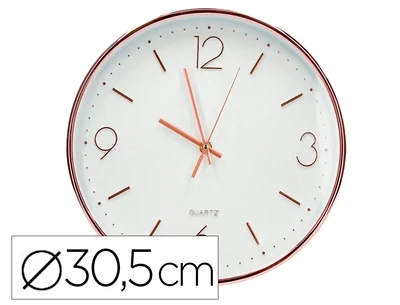 Reloj de pared metálico (30,5 cm) ORO ROSA de Q-Connect