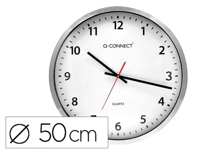 Reloj de pared con borde cromado (60 cm) de Q-Connect