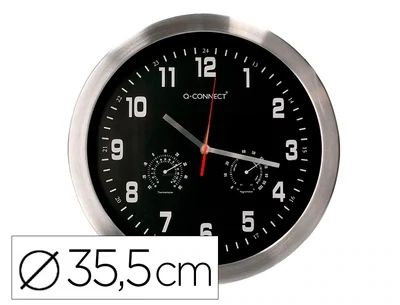 Reloj de pared metálico (35 cm) CROMADO de Q-Connect
