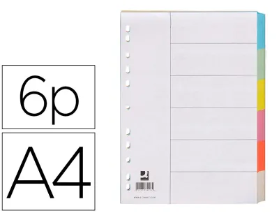 Separador cartulina A4 (6 pestañas) de Q-Connect