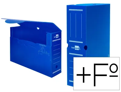 Caja archivo definitivo plástico Fº+ AZUL de Liderpapel