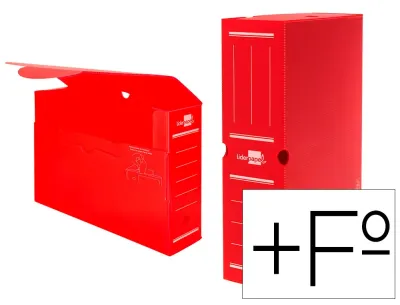 Caja archivo definitivo plástico Fº+ ROJO de Liderpapel
