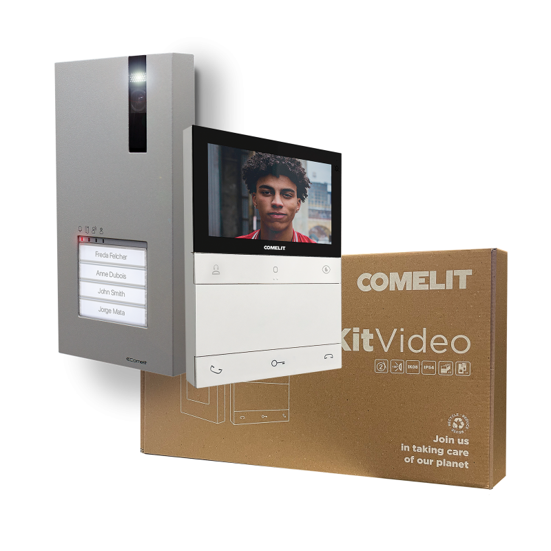 Comelit Video-Sprechanlage 1-4 Teilnehmer inkl. Logos Bildschirm LS9431V