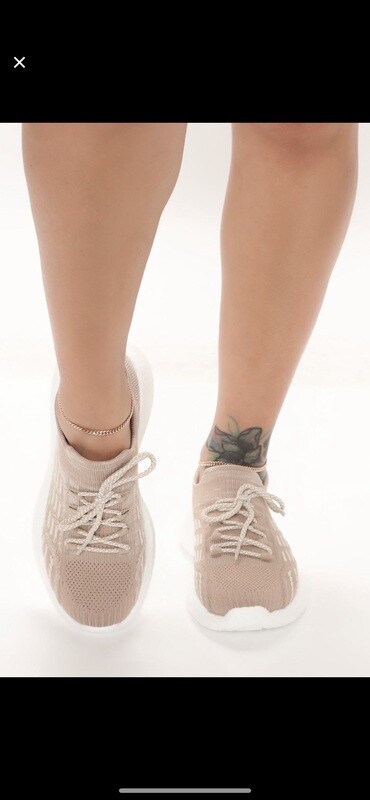 Nude knit sneakers