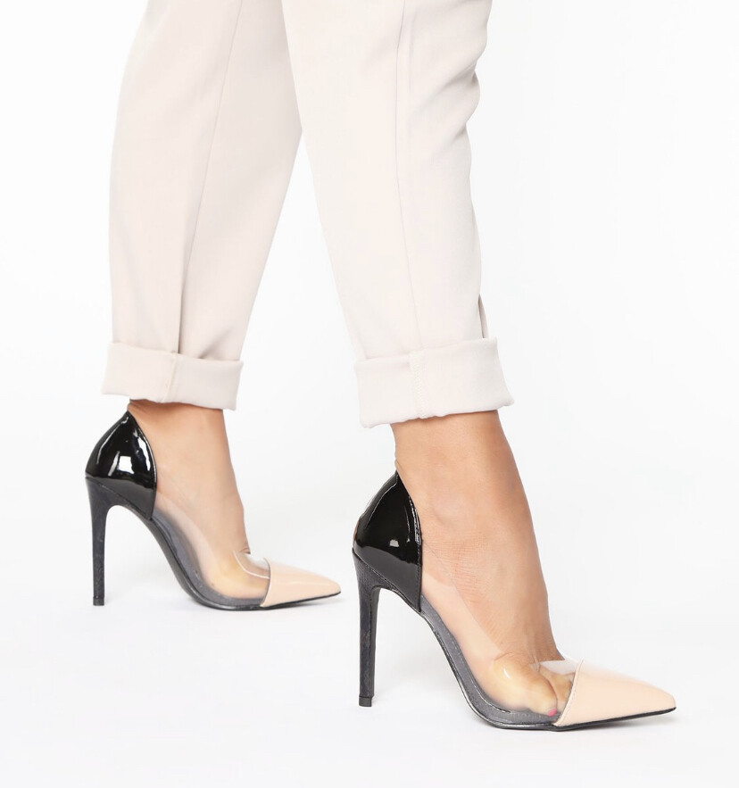 Black/Nude/Clear Heels