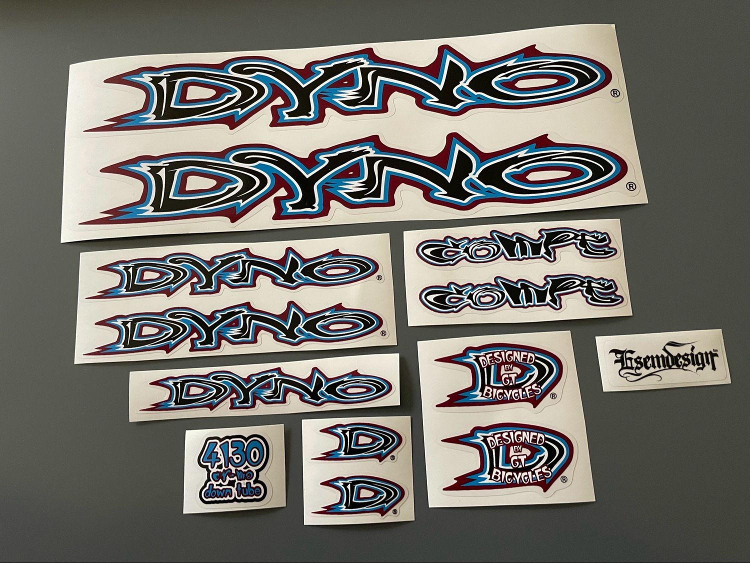 Dyno Compe 1999 Decal Set Burgundy and Blue 