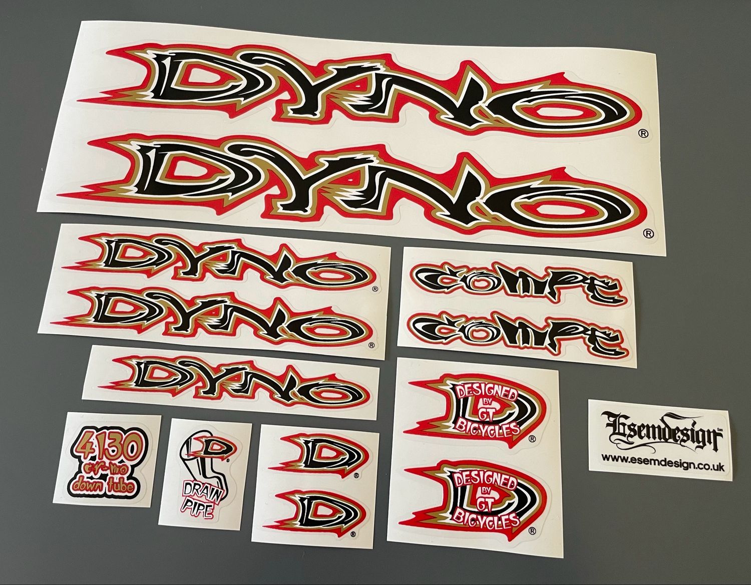 Dyno Compe 1999 Decal set Red and Gold