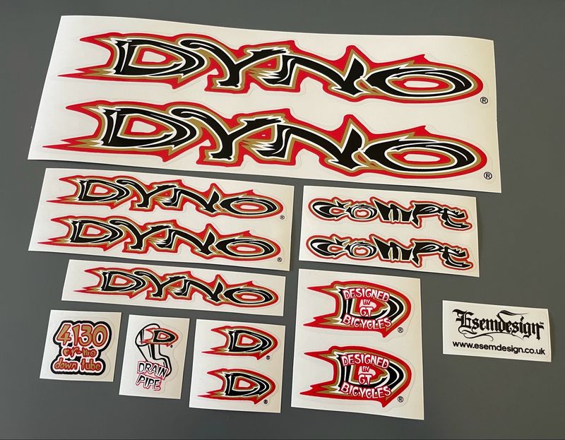 Dyno Compe 1999 Decal set Red and Gold