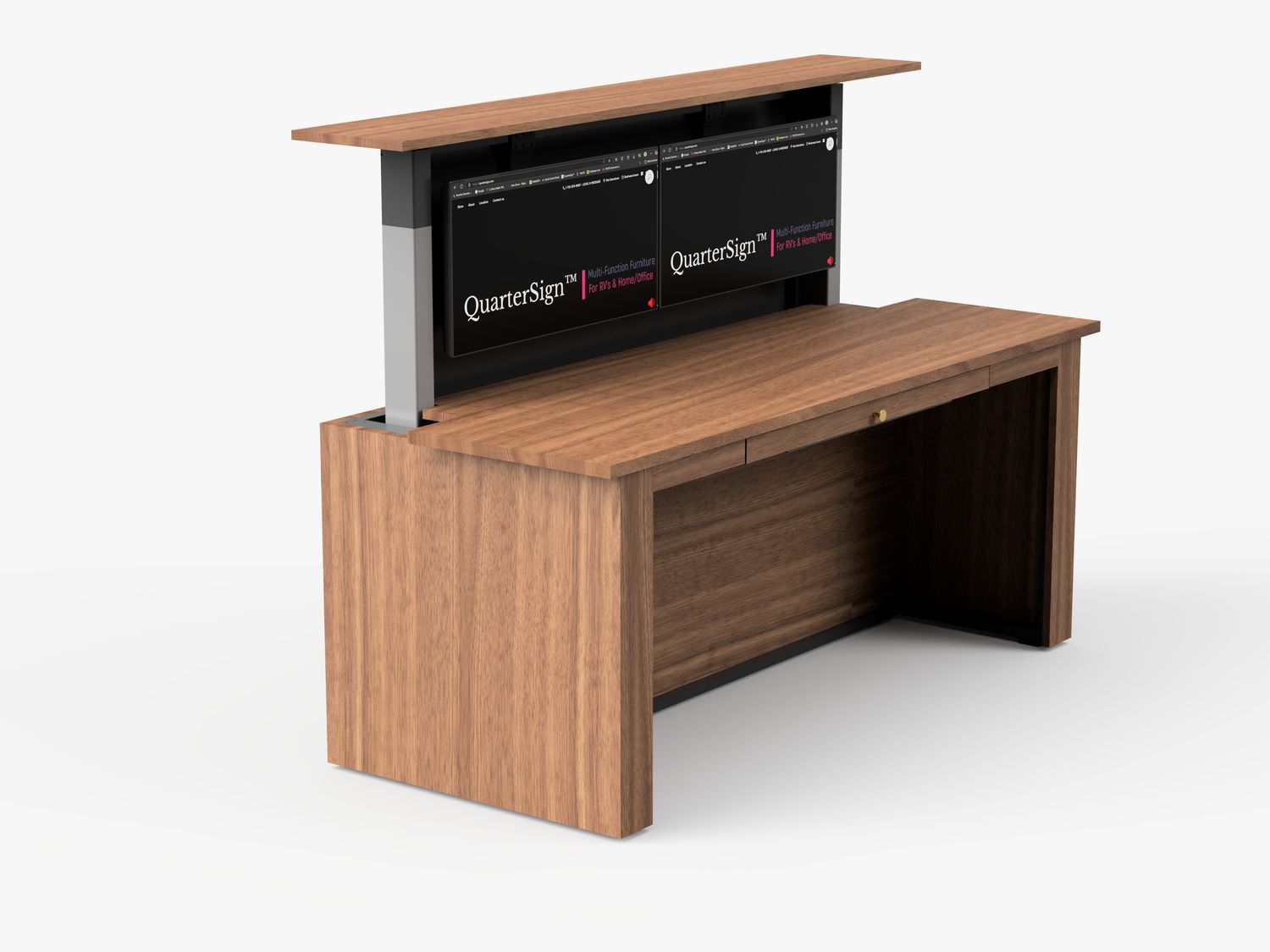 SOLID HARDWOOD HIDDEN-MONITOR DESK WITH LAP DRAWER