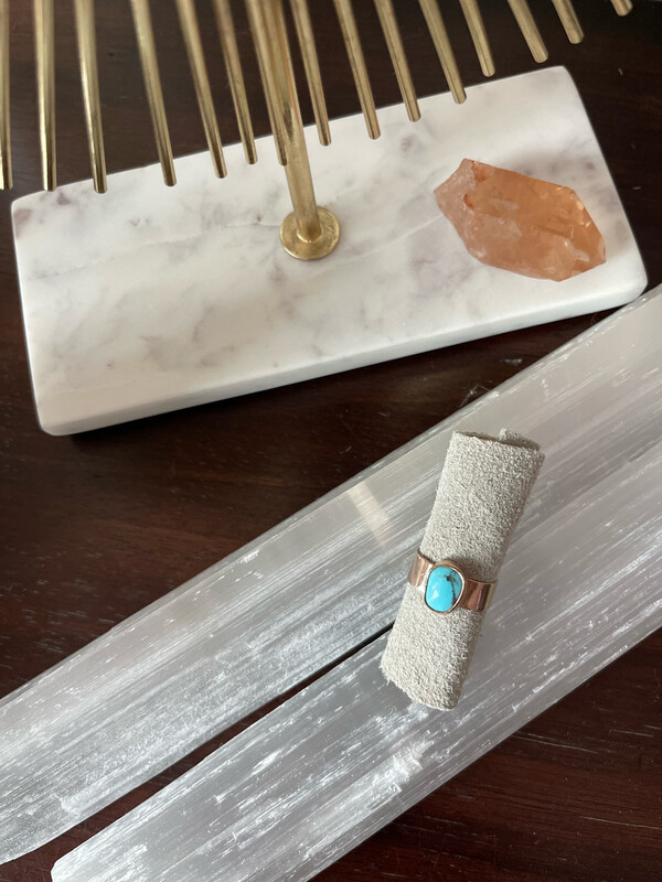Turquoise + Gold Ring SZ 8.5