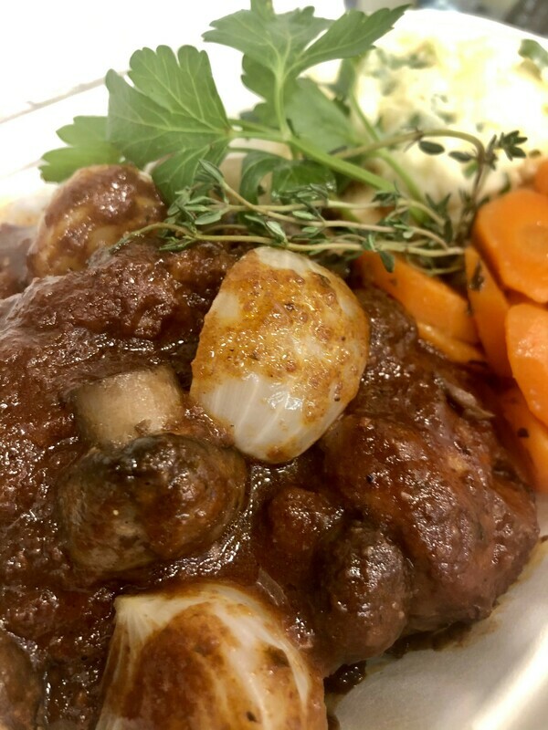 Coq Au Vin with Mushrooms &amp; Sweet Vidalia