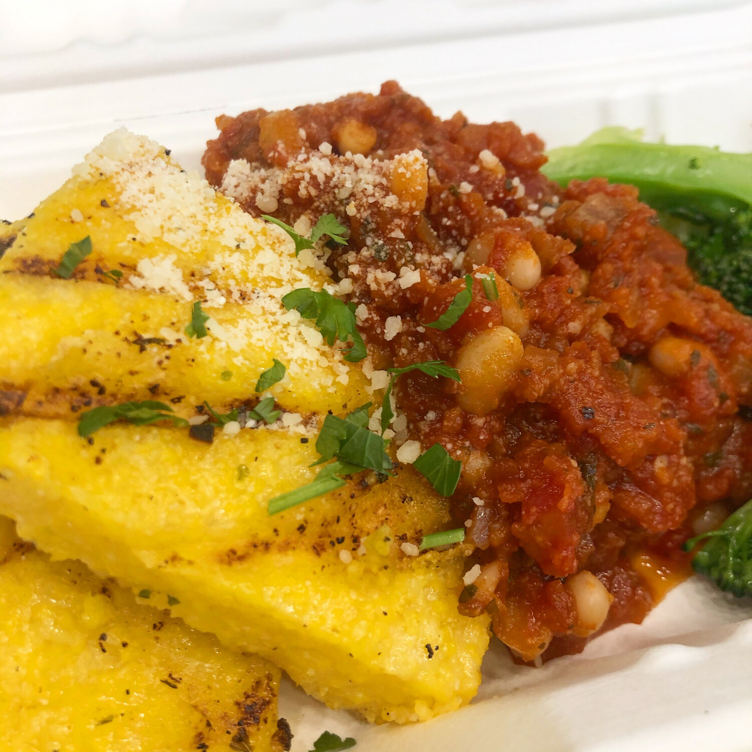 Prix-Fixe: Grilled Polenta with White Bean Tomato Jam
