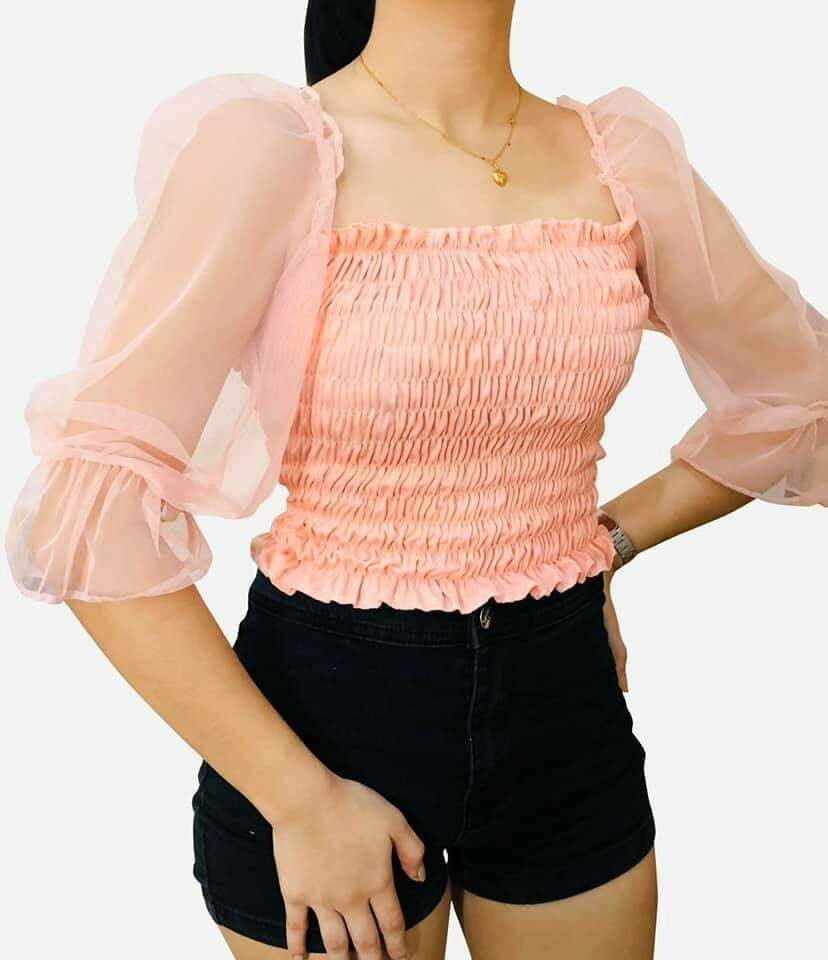 Mesh Puff Top Dress
