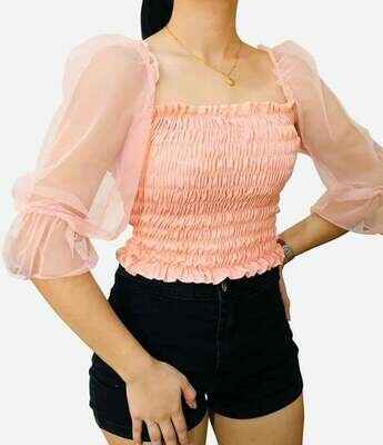 Mesh Puff Top Dress
