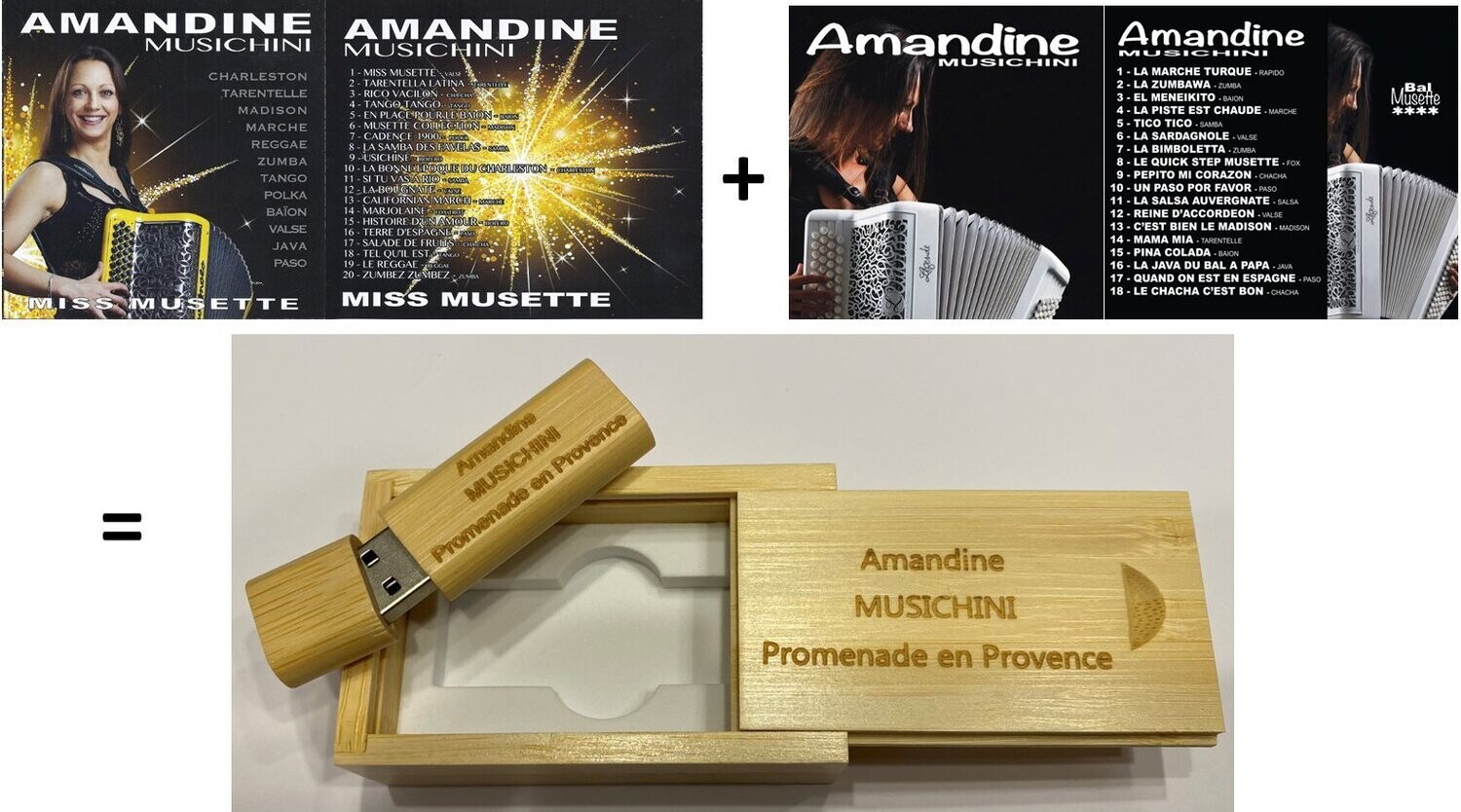 Amandine MUSICHINI Clé USB en bois, double album