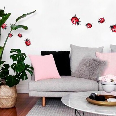 kit de 4 stickers Amour de coccinelles ♡