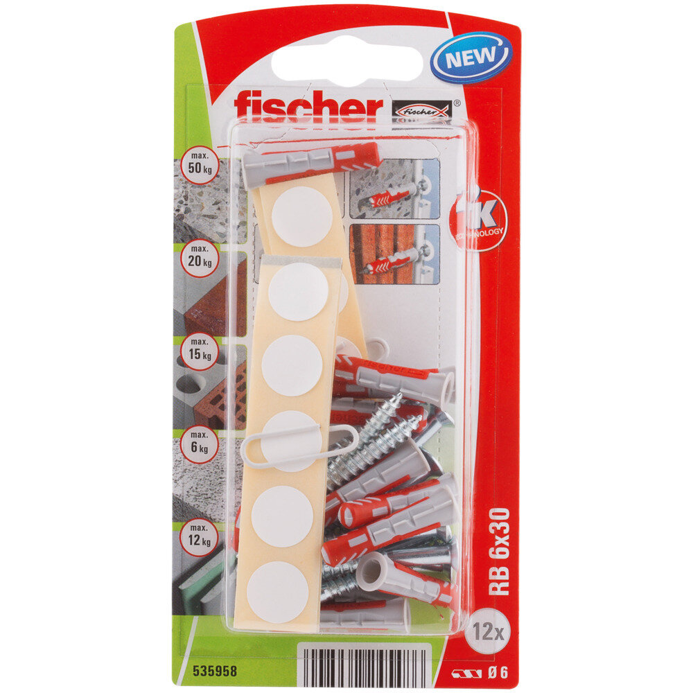 DuoPower RB 6x30 Νάιλον βύσμα βίδα blister (12x)