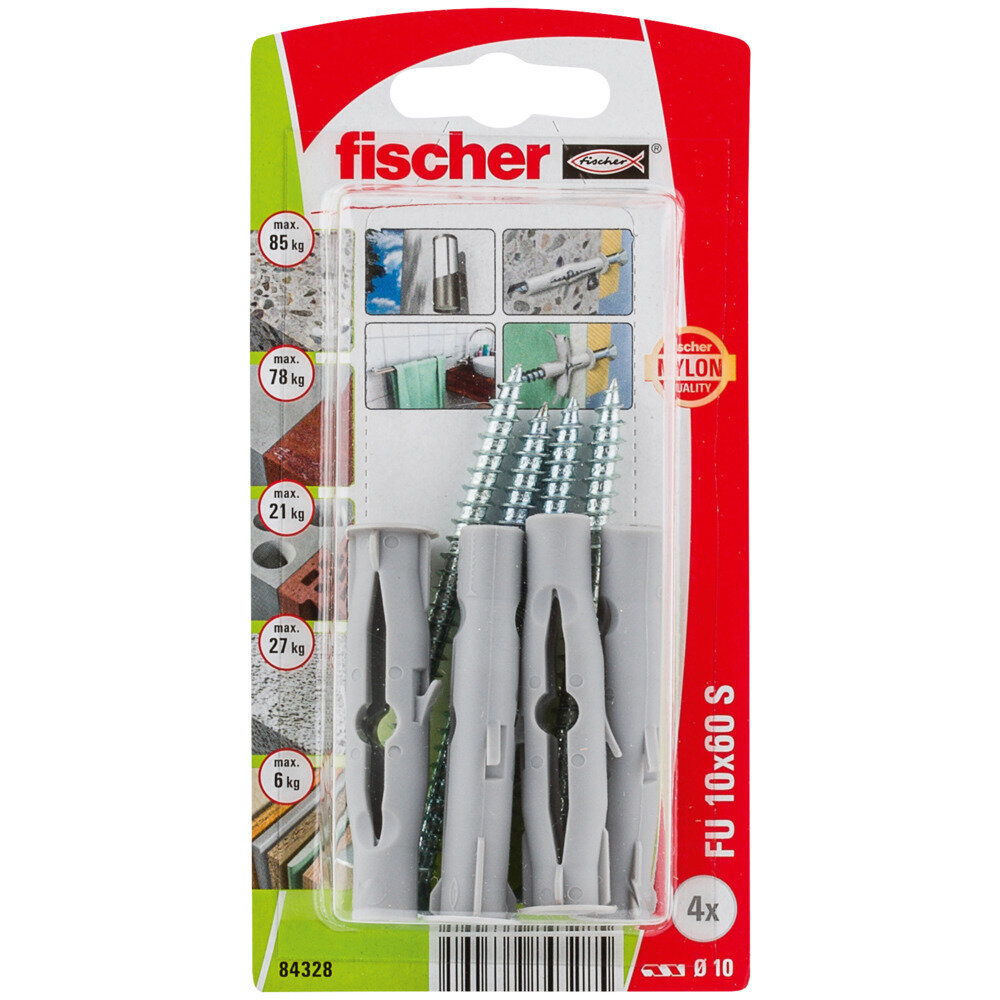 FU 10x60 S Νάιλον βύσμα βίδα blister (4x)