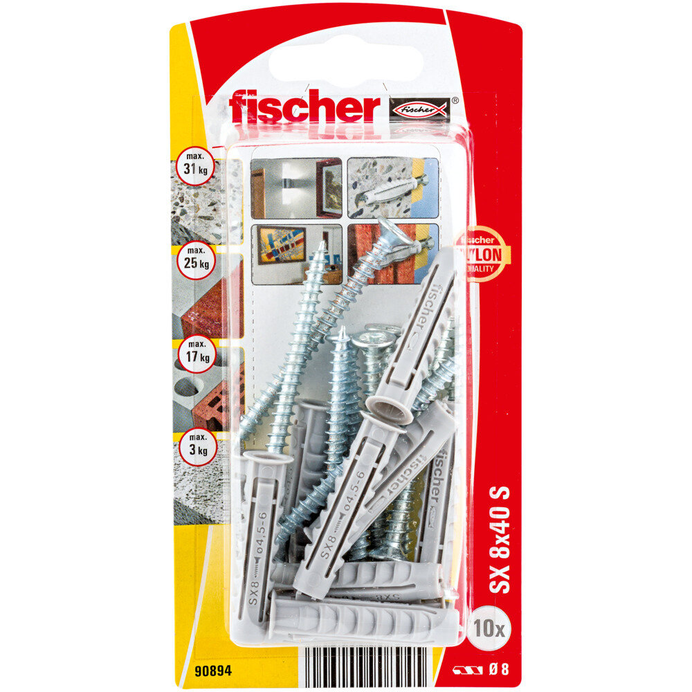 SX 8x40 S Νάιλον βύσμα βίδα blister (10x)