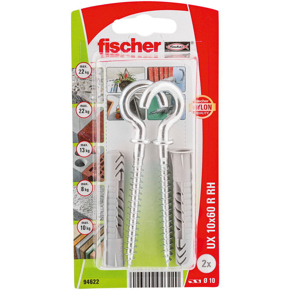 UX 10x60 RH Νάιλον βύσμα γάντζος blister (2x)