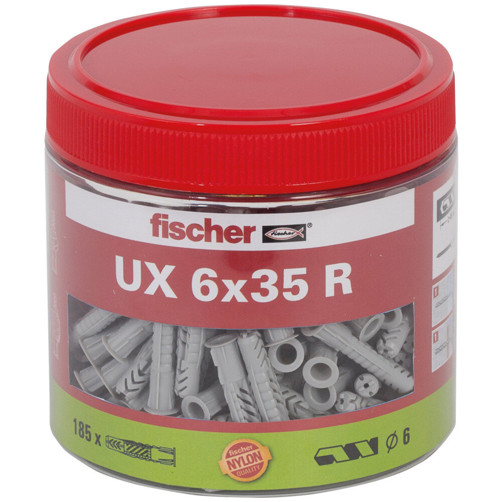 UX 6X35 R Νάιλον βύσμα (ροδέλα) σε βαζάκι (185x)