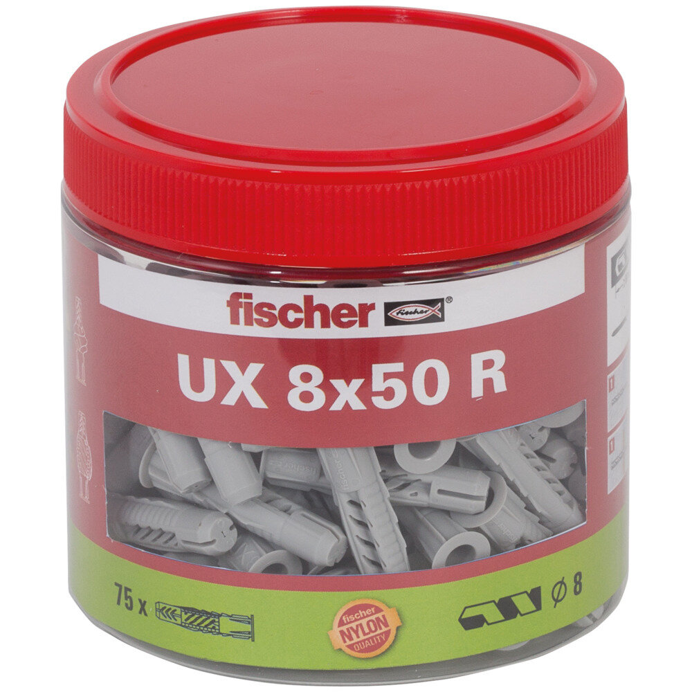 UX 8x50 R Νάιλον βύσμα (ροδέλα) σε βαζάκι (75x)