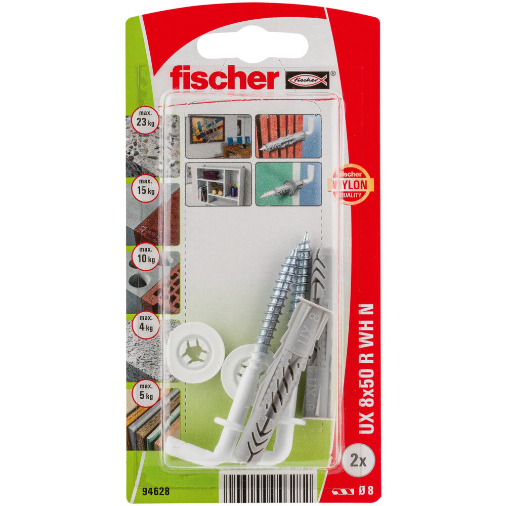 UX 8x50 WH N Νάιλον βύσμα με λευκή γωνία blister (2x)