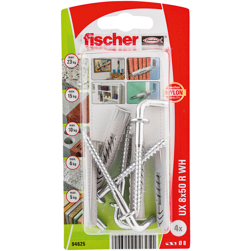 UX 8x50 WH Νάιλον βύσμα γωνία blister (4x)