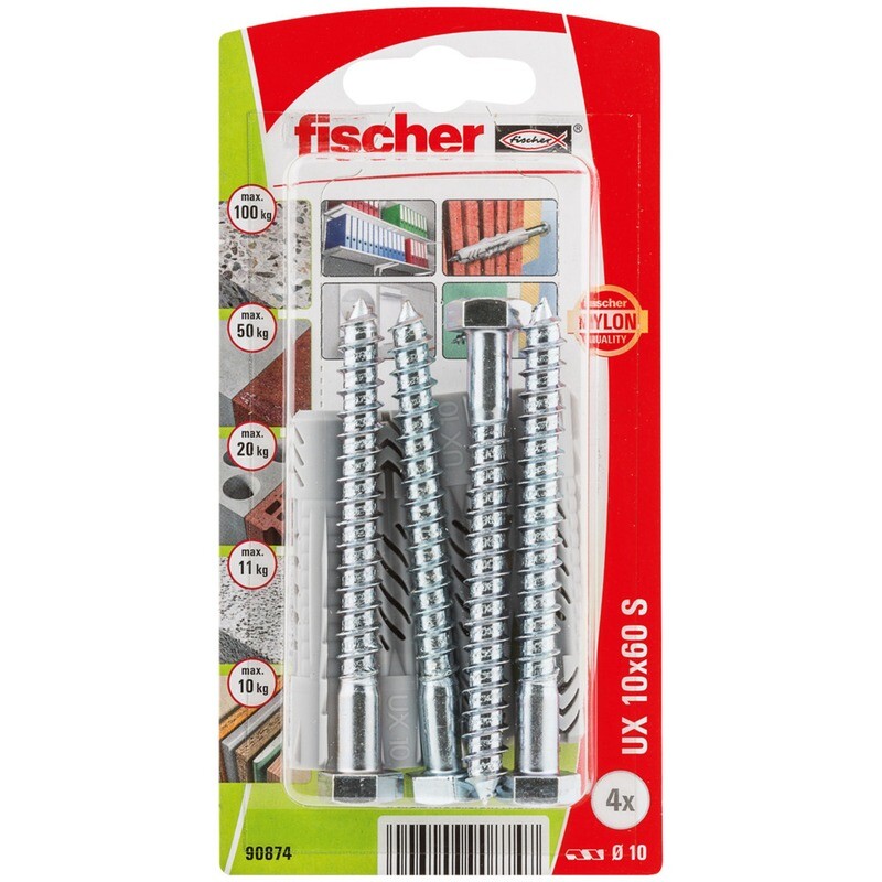 UX 10x60 S Νάιλον βύσμα βίδα blister (4x)