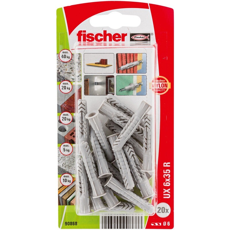 UX 6x35 R Νάιλον βύσμα (ροδέλα) blister (20x)