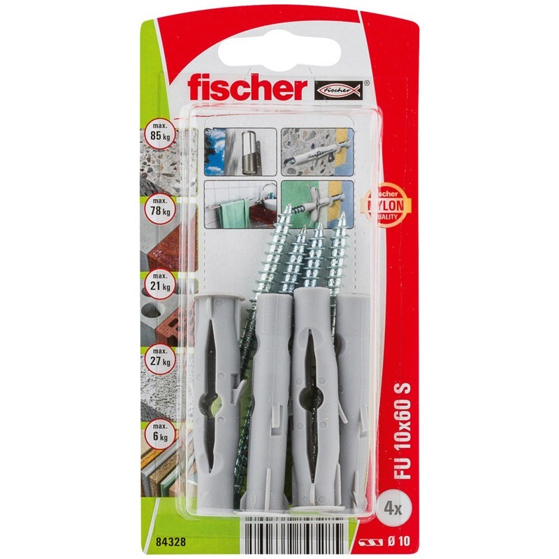 FU 10x60 S Νάιλον βύσμα βίδα blister (4x)