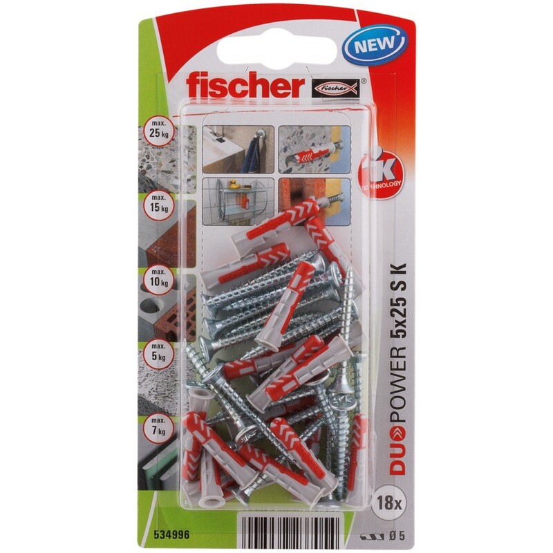 DuoPower 5x25 S Νάιλον βύσμα βίδα blister (18x)